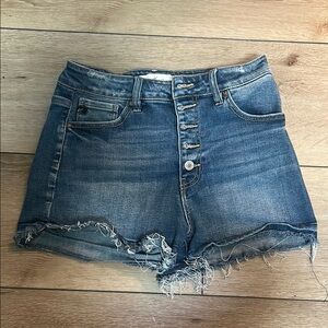 KanCan Classic Blue Frayed Jean Shorts